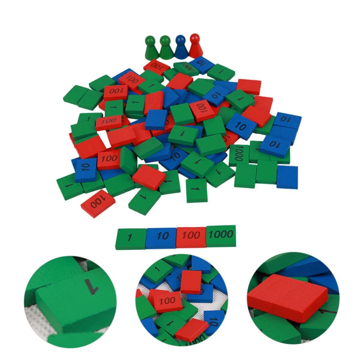 Juego de Sellos Matemáticos Montessori de Madera para Niños y Niñas, Mini Tamaño, 112 Piezas, Juguete Educativo para Bebés de 6 a 12 Meses, Desarrollo Temprano y Coordinación