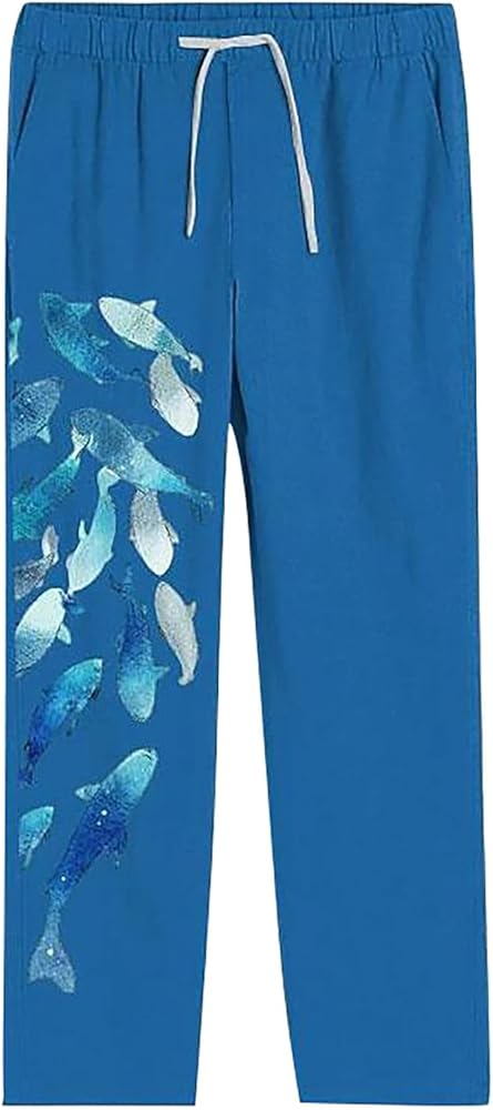 Amazon.com: xoxingysm Mens Causal Cotton Linen Pants 3D Fish