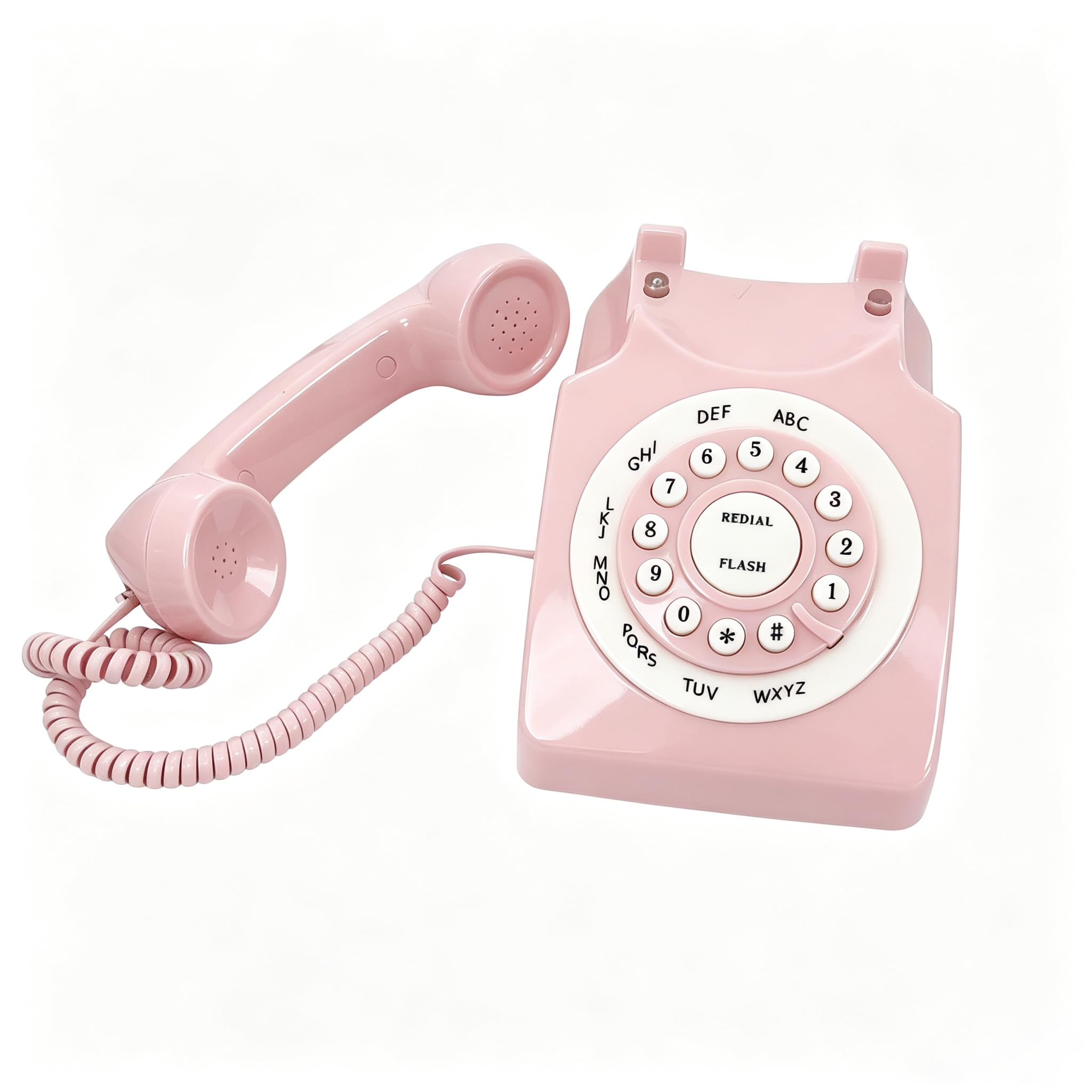 Teléfono Fijo con Cable Retro, Estilo Vintage, para el hogar y la Oficina, con Cable, Regalo para Personas Mayores (Rosa)