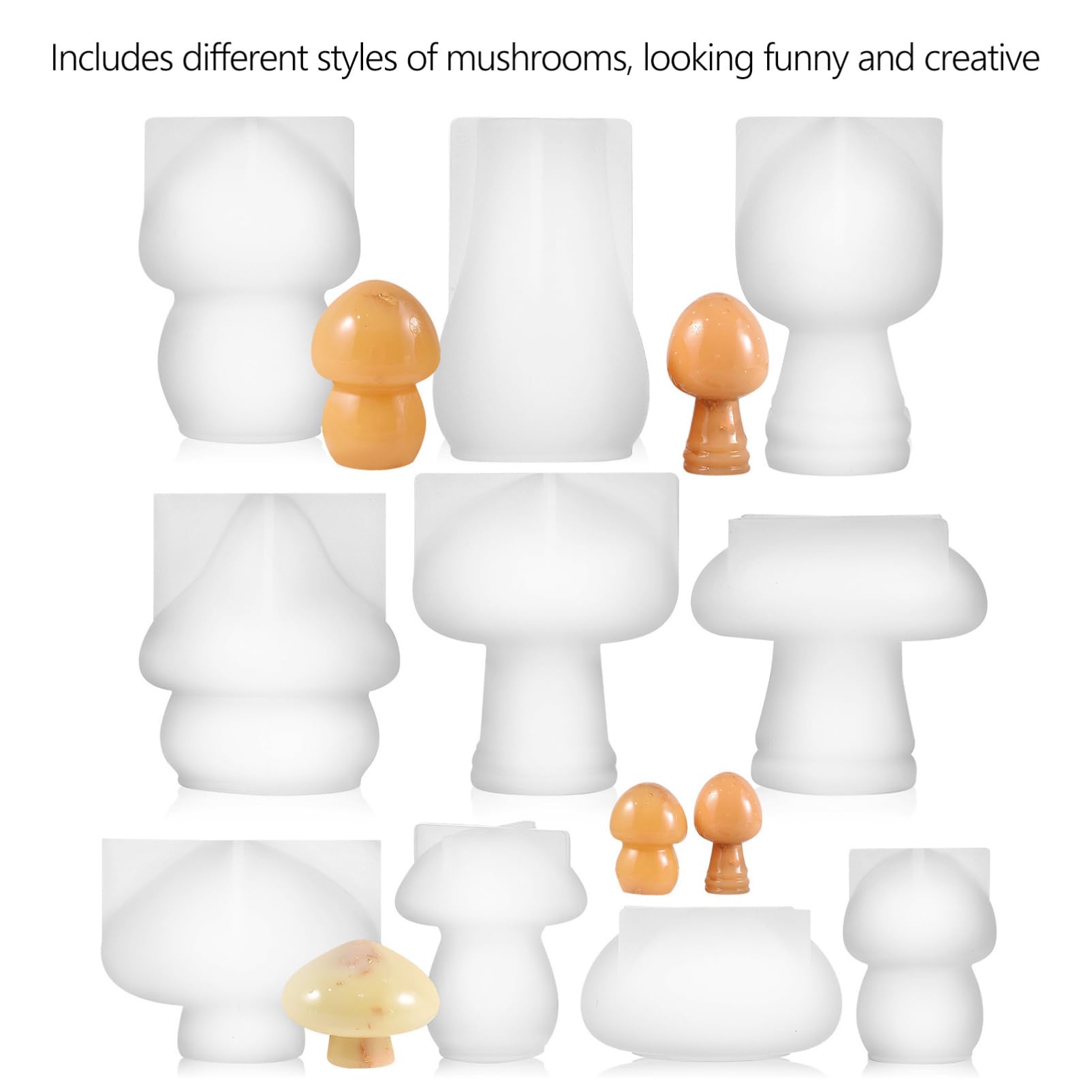 Set di 10 Stampi in Silicone a Fungo 3d per Epossidica | Bricolage e Decorazioni Domestiche, Flessibile e Resistente, Finitura Liscia per Colate Creative
