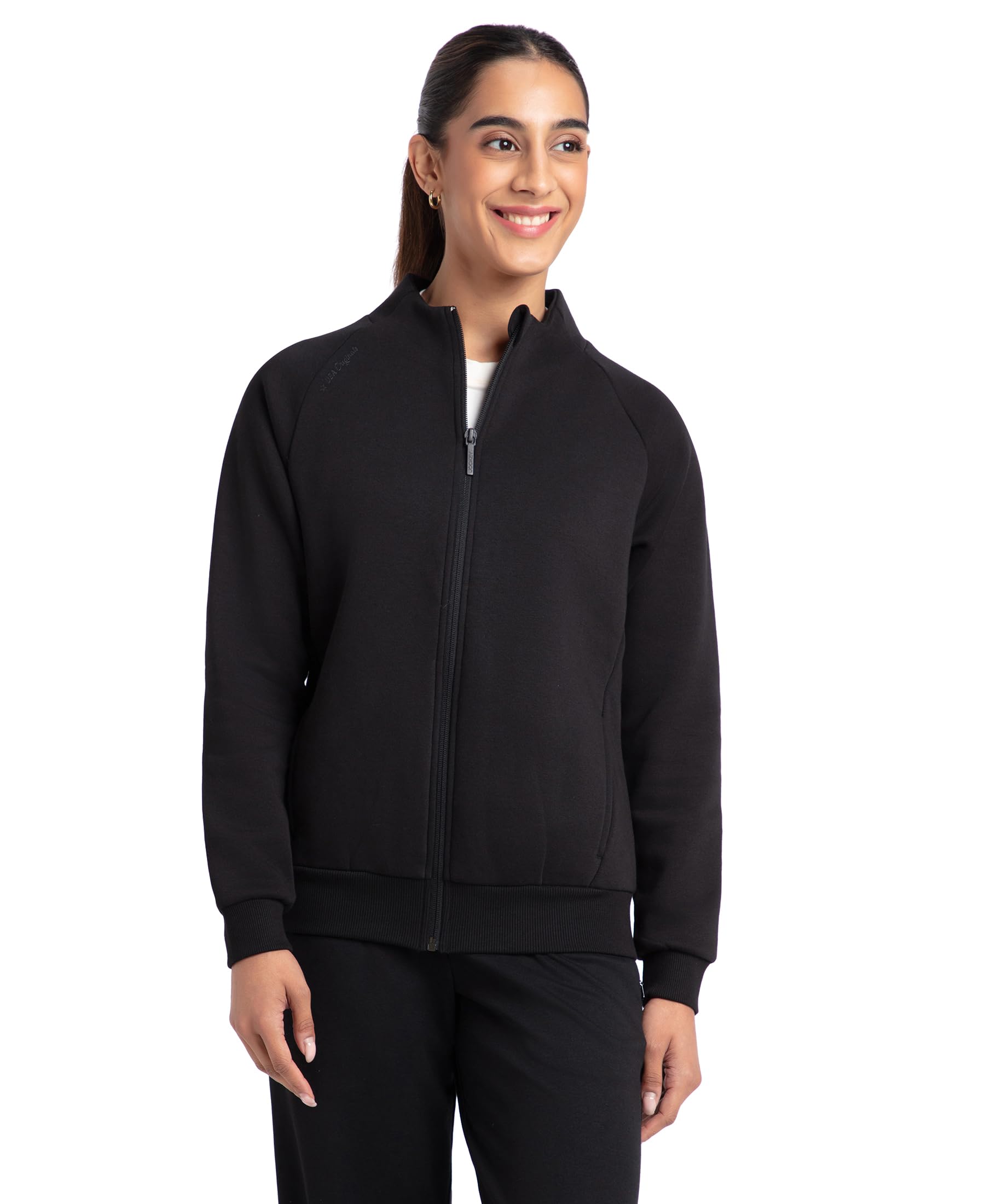 jockey Women's Super Combed Cotton Rich Fleece Fabric Standard Length U108 Full Zip High Neck Jacket with Front Pockets-picture-25