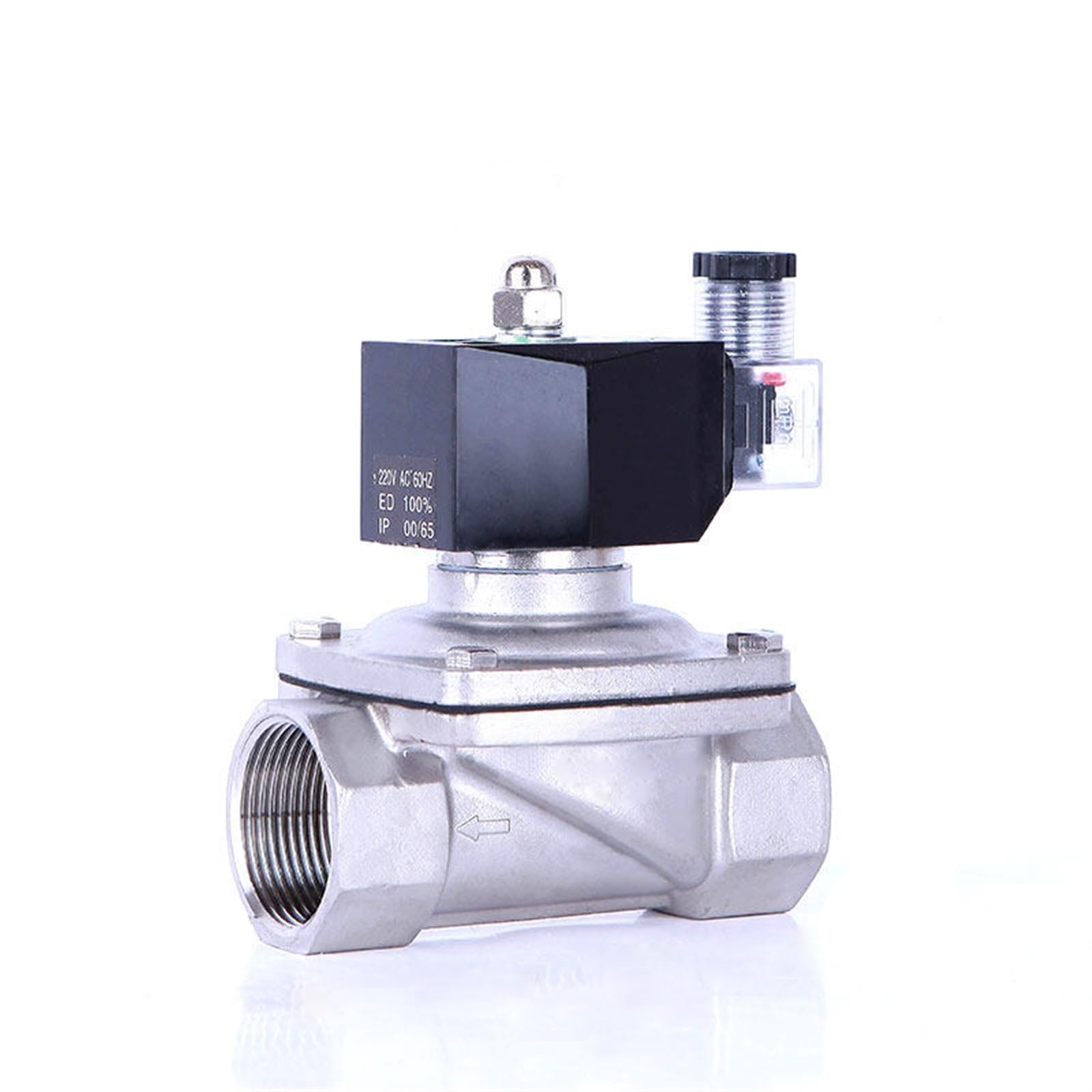 JNURGWLYH 1-1/4" Stainless Steel Solenoid Valve For Waterpoof Normally Closed 220V 12V 24V 110V Solenoid Valve With LED Power Indicator(NPT-380VAC-EPDM-SEAL)