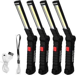 Working Light Portable, Rechargeable Work Lights with Magnetic Base Hanging Hook,360° Rotate 5 Modes,COB LED 700 Lumens Foldable Inspection Light for Car Repair, Grill and Outdoor Use(4pack)