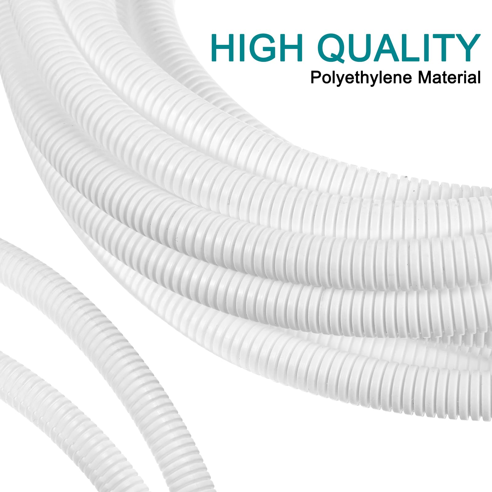 QUARKZMAN 7/8" x 50' Tubo de Manguera Dividida para Cable Protector Flexible Convoluto Conducto de Cable Dividido Protector Manguito de Protección de Cable Flexible Blanco