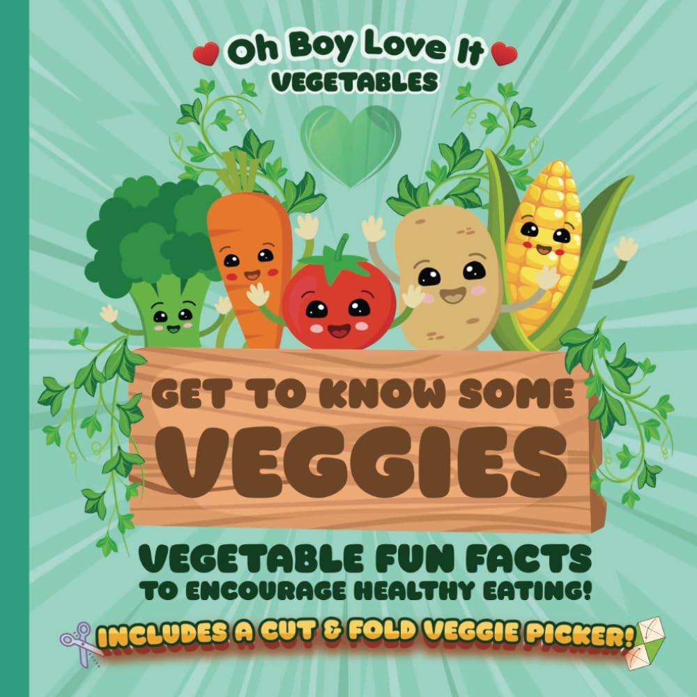 Get to know some Veggies: Oh Boy Love it Vegetables, A fun full coloured book encouraging kid’s learn about vegetables & maybe try them! With a bonus cut and fold veggie picker craft!