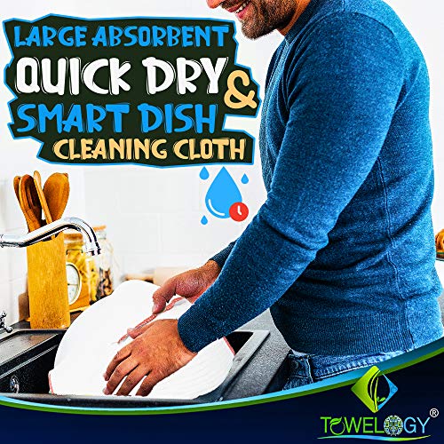 Towelogy® Pack Of 3 White Cotton Dish Cloths Extra Large HEAVY DUTY Biodegradable Commercial Grade Dishcloths Kitchen Cleaning Tea Towels Washcloths 38x45cm (White/Red Coded, Pack Of 3) - Cosy Home Interiors Towelogy® Pack Of 3 White Cotton Dish Cloths Extra Large HEAVY DUTY Biodegradable Commercial Grade Dishcloths Kitchen Cleaning Tea Towels Washcloths 38x45cm (White/Red Coded, Pack Of 3) - Image 6