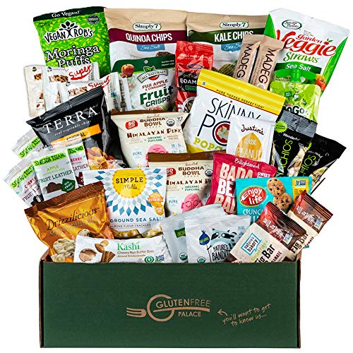 HEALTHY SNACKS CARE PACKAGE [32 Count] Holiday Gift Baskets | Plant-based Gluten Free, Dairy Free Snacks | Gluten Free VEGAN College Care Package by Snack Attack