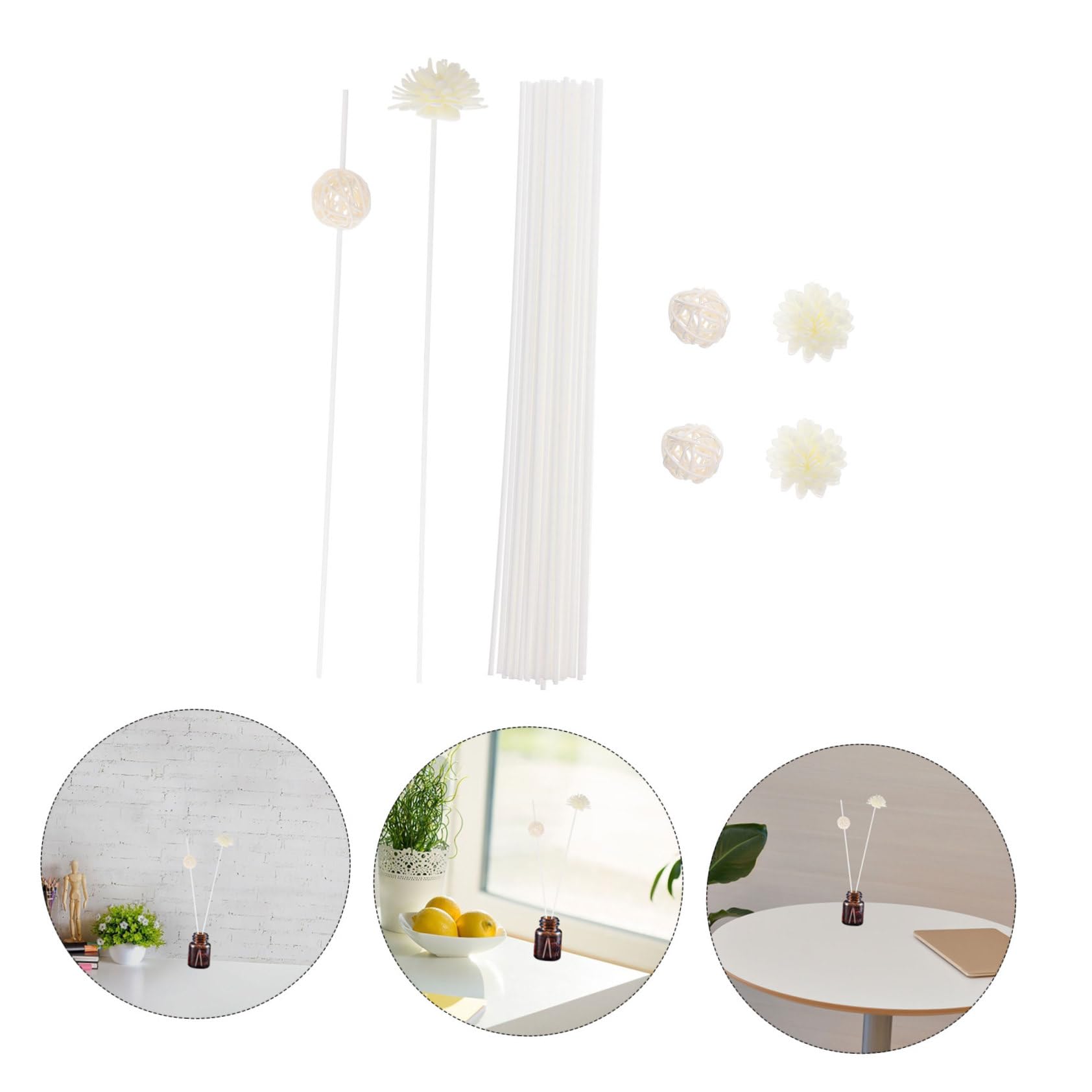 Tiges de Diffuseur en Rotin Blanc, 1 Set, Style Élégant