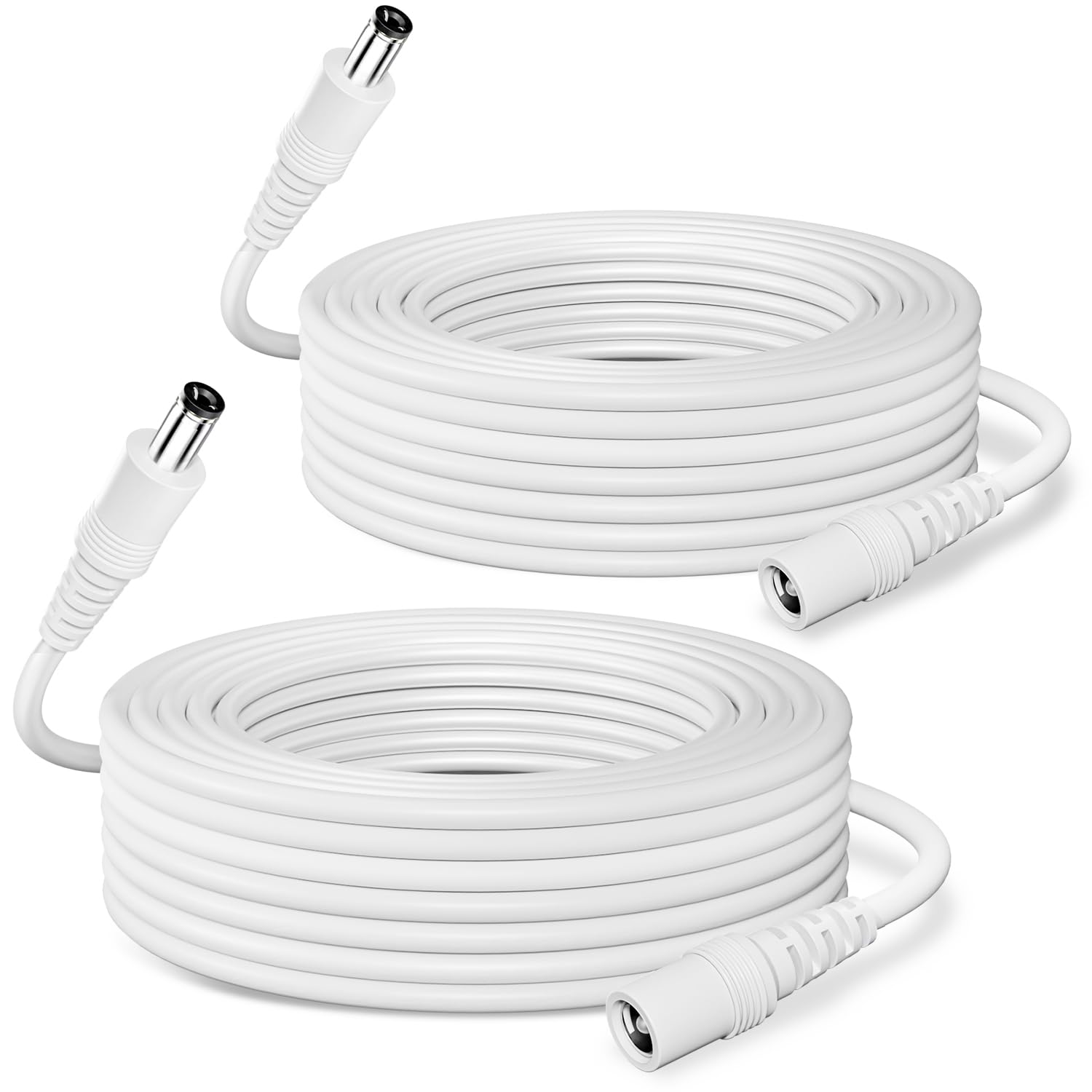 BeautifulU 2PCS 10M DC 12V Power Extension Cable, DC Plug 5.5 * 2.1mm, Male-to-Female Connector, Power Extension Cord for CCTV Cameras/Routers/LED Strips/Printers and More Devices-White