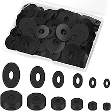 UNINGYI Pack of 150 rubber washers, rubber washer washers, black, diameter 30/25/20/16/12/10.5 mm, flat rubber seals, wear-resistant waterproof screw, rubber flat seal
