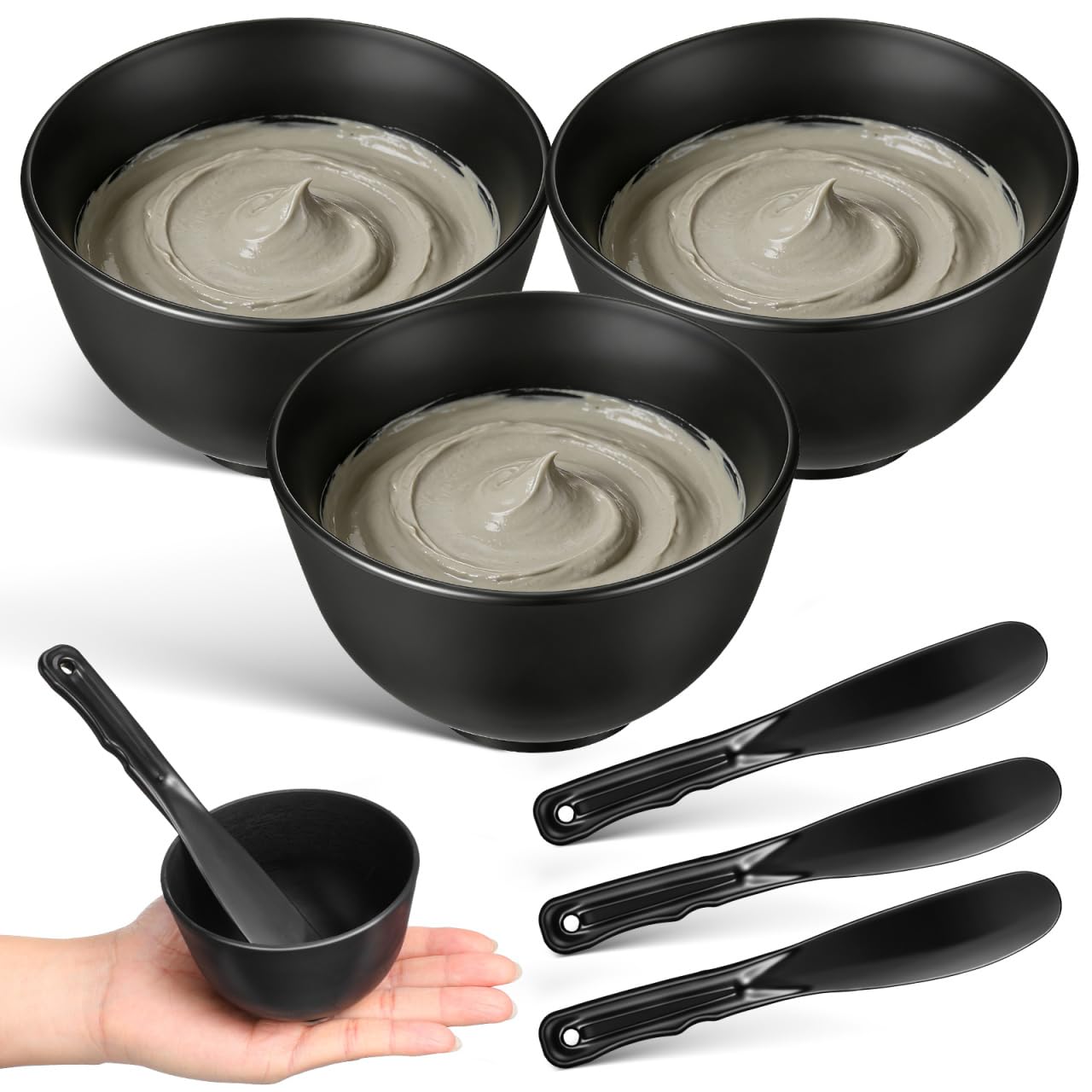 Beavorty Set Di Ciotole In Silicone Per Mescolare Maschere Per Il Viso Con Spatole Applicatrici Set Di 3 Pezzi Strumenti Per Spa E Cura Del Viso Diy