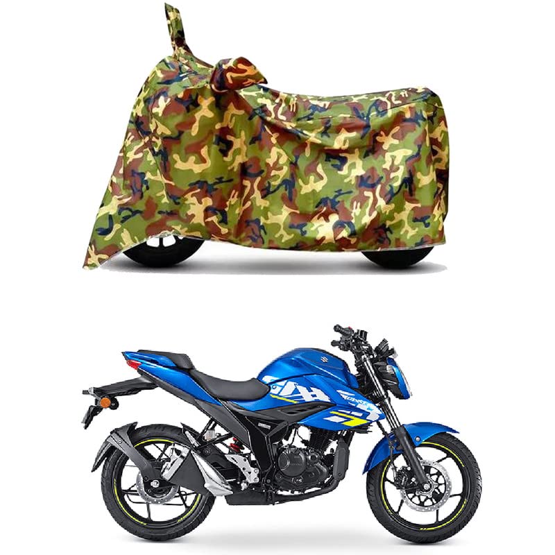 Image of Waterproof 100% PVC Coated Bike Scooty Two Wheeler Body Cover Compatible for Suzuki Gixxer ABS BS6 /UV-Rays /Heat Protection /Birds Dropping /Scratchproof /Dust Proof [6X6 Jungle Print]