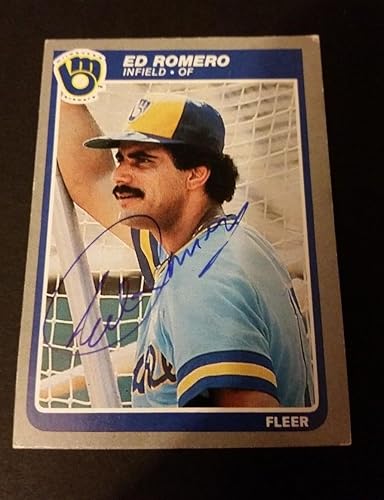 Ed Romero Brewers 1985 Fleer #593 Tigers Authentic Signed Autograph JG2 - Baseball Slabbed Autographed Cards