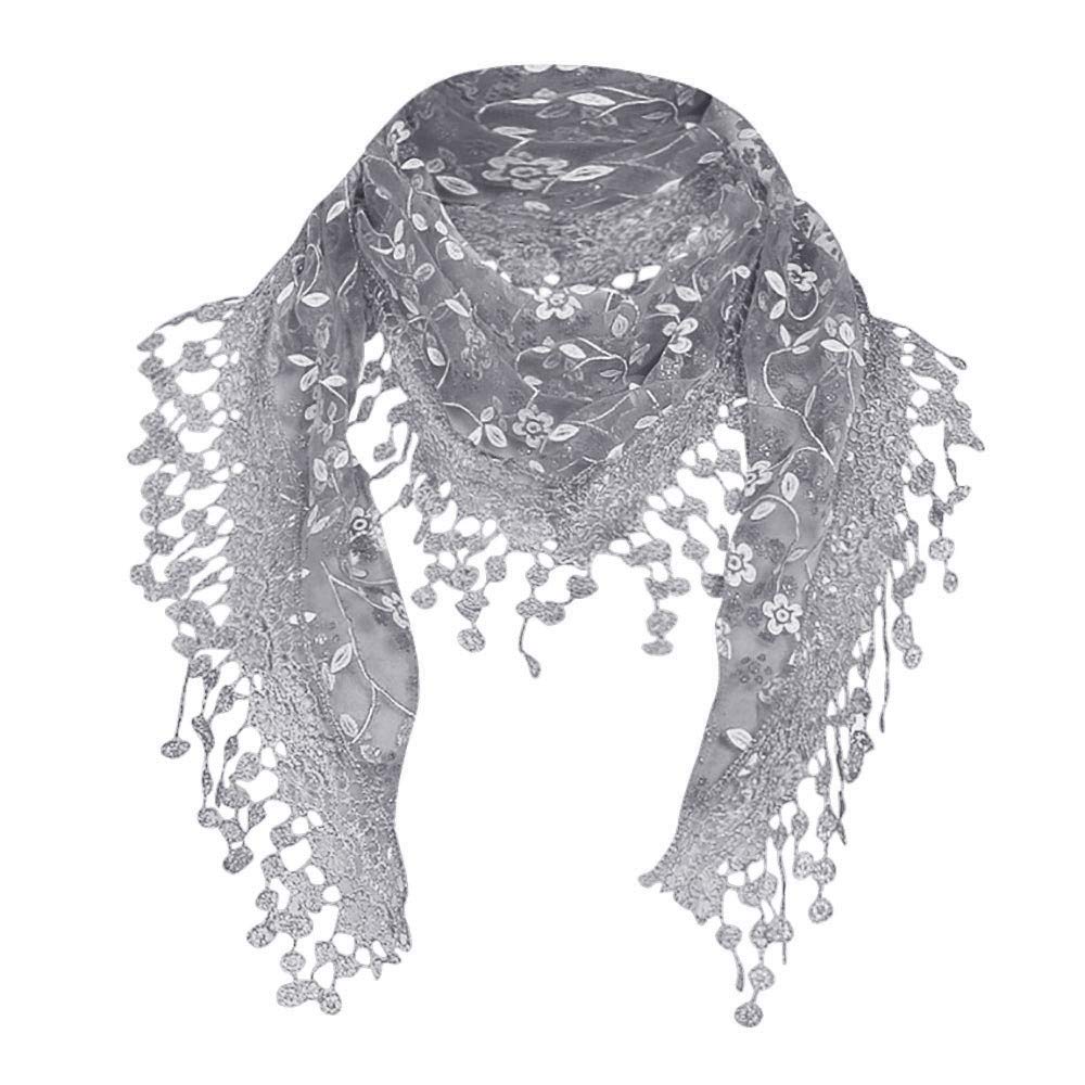 Cotchear Lace Scarf Floral Crochet Lightweight Tassel Sheer Wrap Scarves Shawl