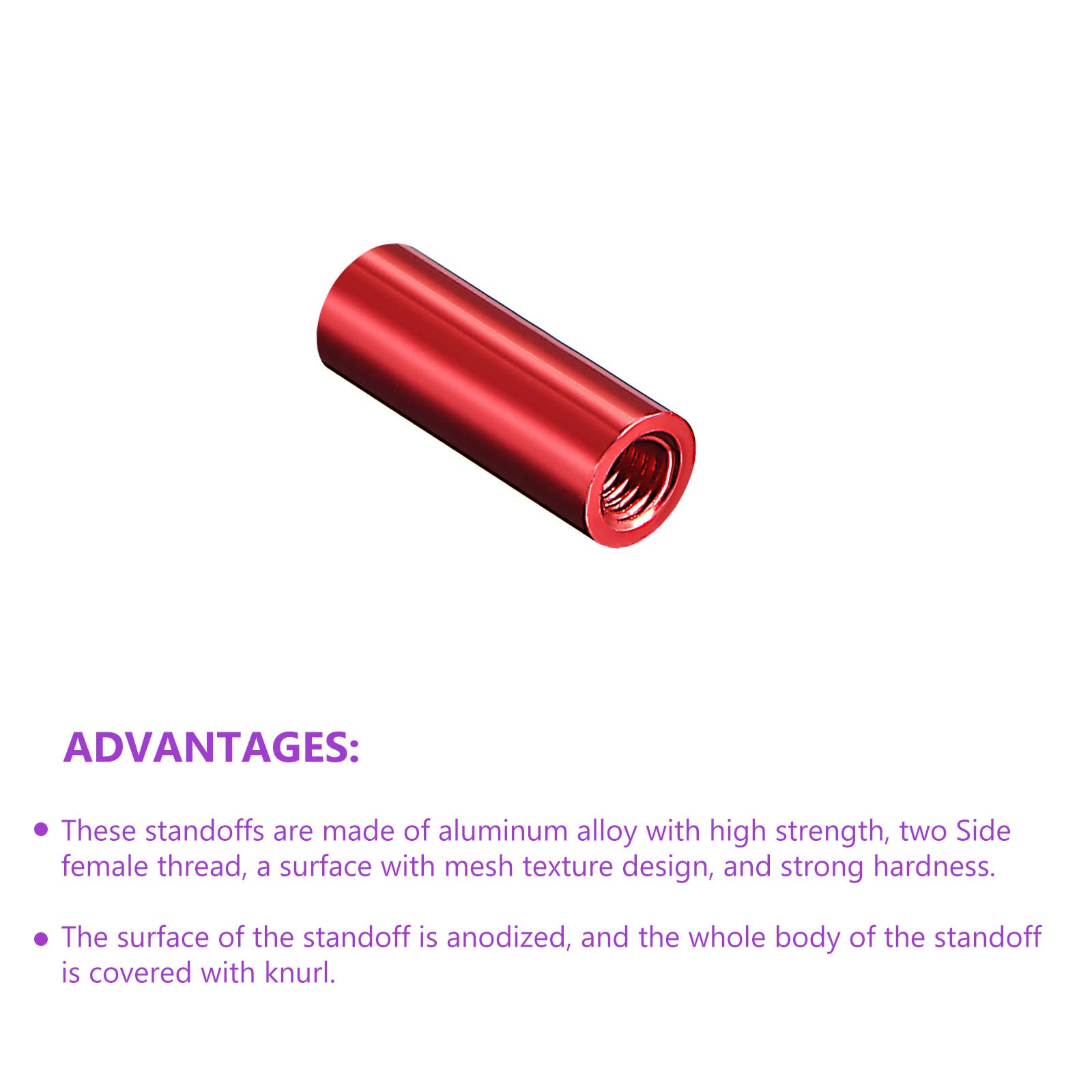 DMiotech 10 Pack M3x20mm Aluminum Spacer Column Aluminum Standoffs Round Spacers Model Spacing Screw Post for RC Red - Image 4