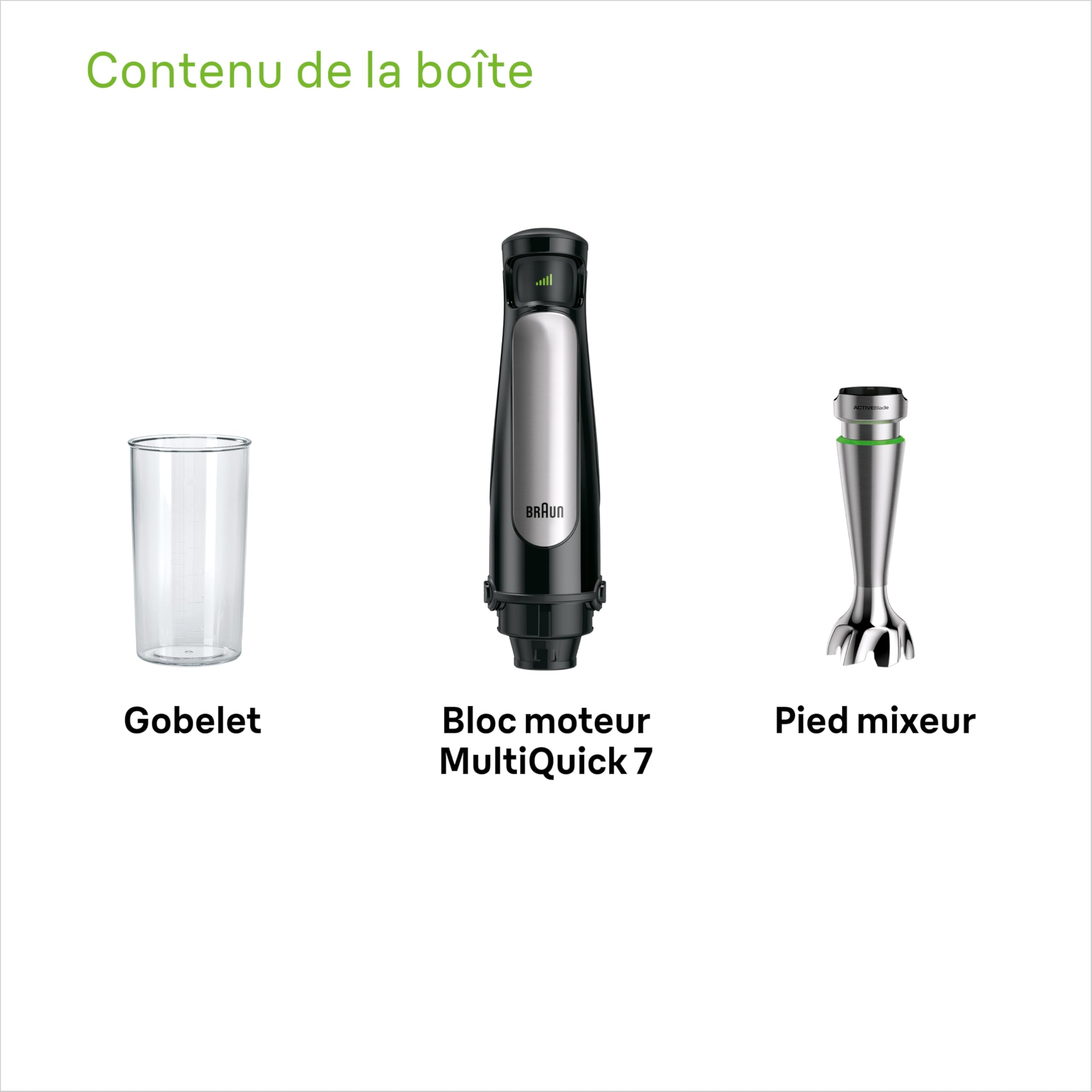 Braun MultiQuick 7 - Mixeur plongeant pour soupes, smoothies et purées bébé, contrôle SmartSpeed, pied en inox anti-éclaboussures, verre doseur, 1000W, Noir (MQ7000X)