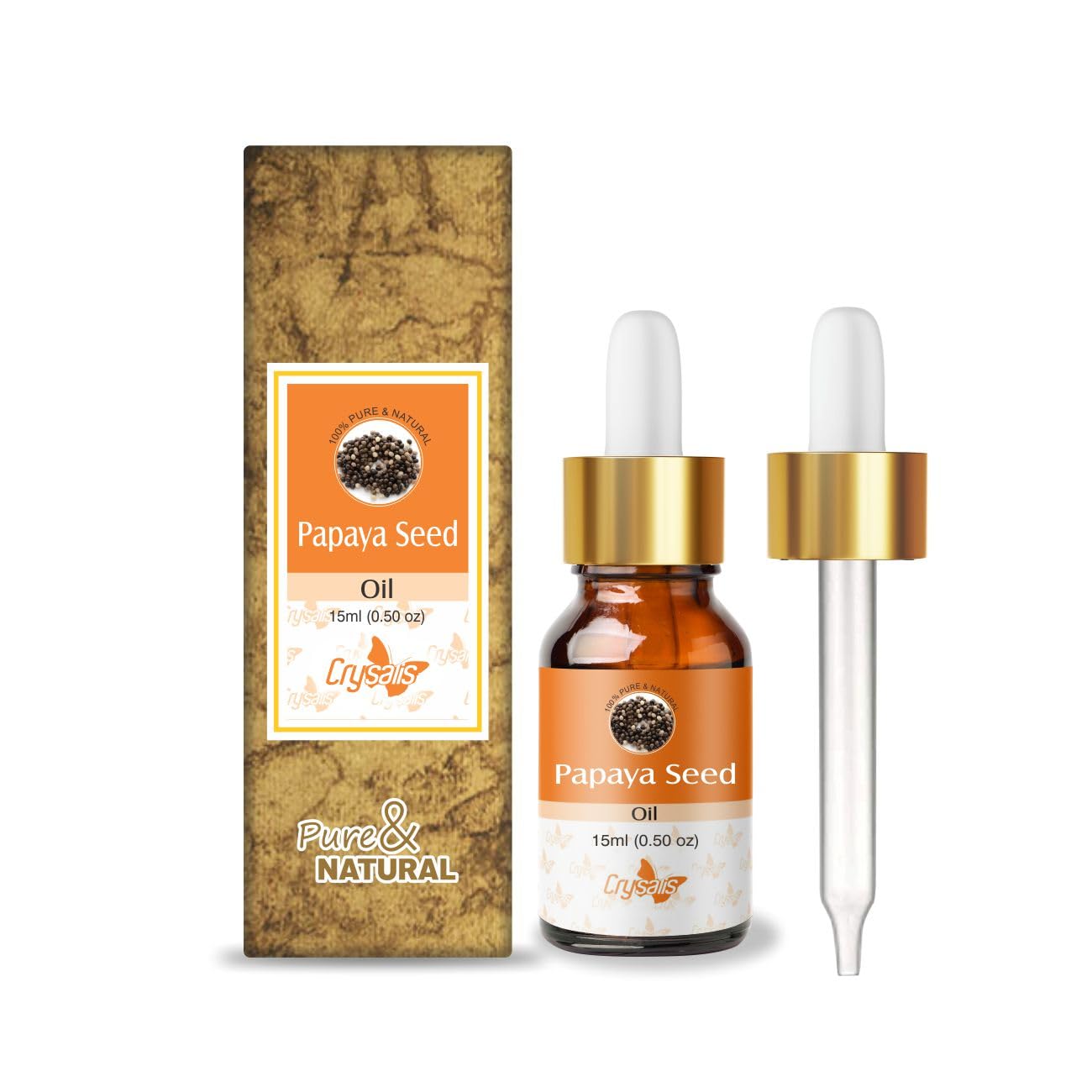 Crysalis Papaya Seed Pure Carrier Oil (Carica Papaya) Cold Pressed Carrier Oil - 15ml