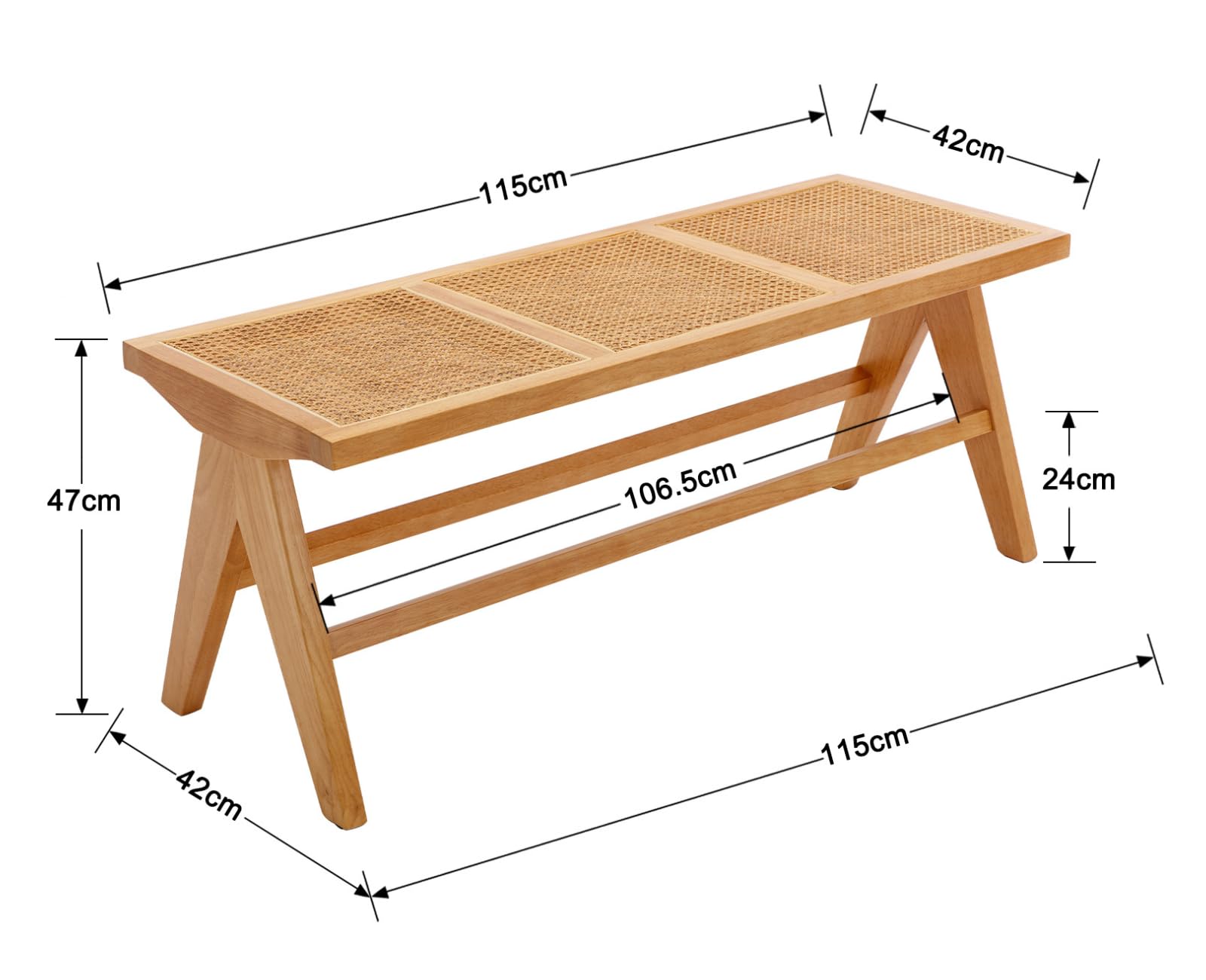 Ya-Home Banc en Rotin de Salle à Manger Banquette Entrée Banc en Bois, Jaune
