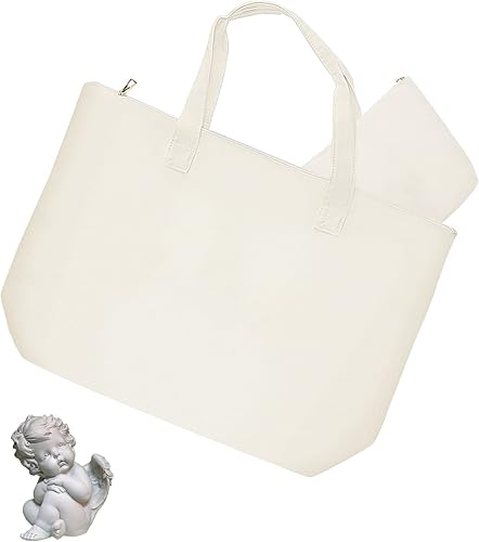 Miniatura 4 de Bolsa de lona personalizada con inicial con cremallera, bolsa de regalo con bolsillo interior y bolsa de maquillaje, gran regalo para mujeres, mamá,