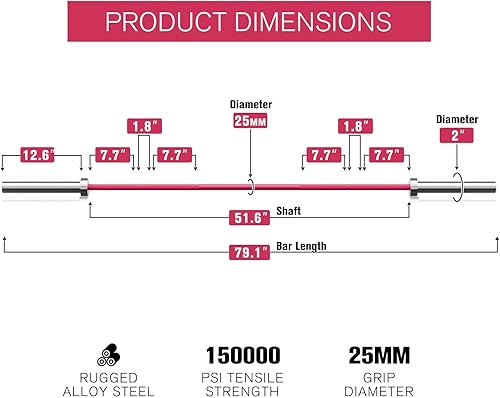 Miniatura 3 de RITFIT Barra olímpica de 7 pies para entrenamiento de fuerza y levantamiento de pesas, barra olímpica de 2 pulgadas para sentadillas, peso muerto,