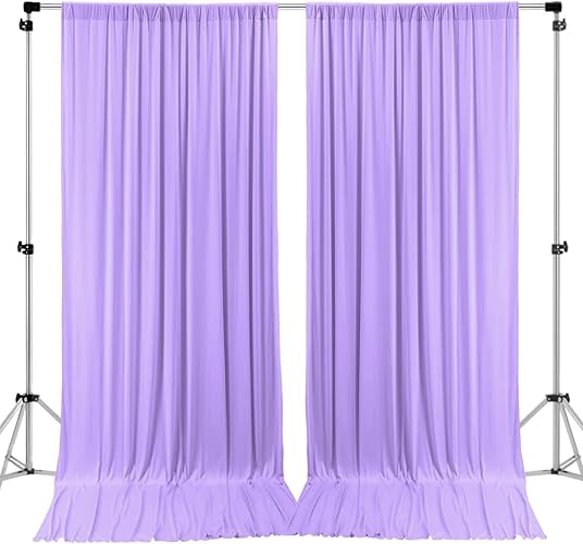 AK TRADING CO. 10 feet x 10 feet IFR Polyester Backdrop Drapes Curtains Panels with Rod Pockets - Wedding Ceremony Party Home Window Decorations - Lavender - Lavender