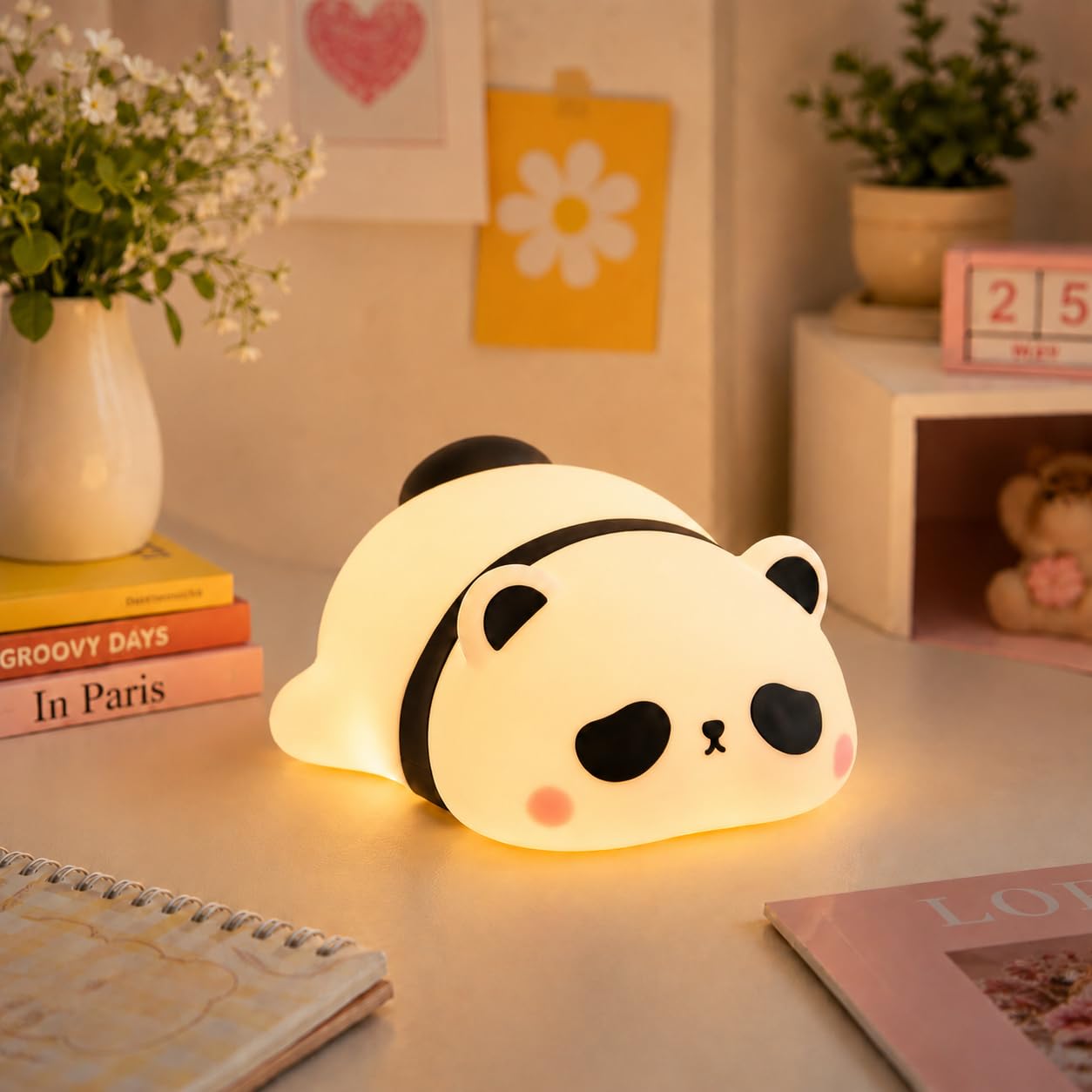 Cute Sleeping Panda Night Light – Warm Yellow LED Bedside Lamp for Kids & Teens | Sleep Light | Bedroom Decor | Return Gift (Pack of 1)-image-47