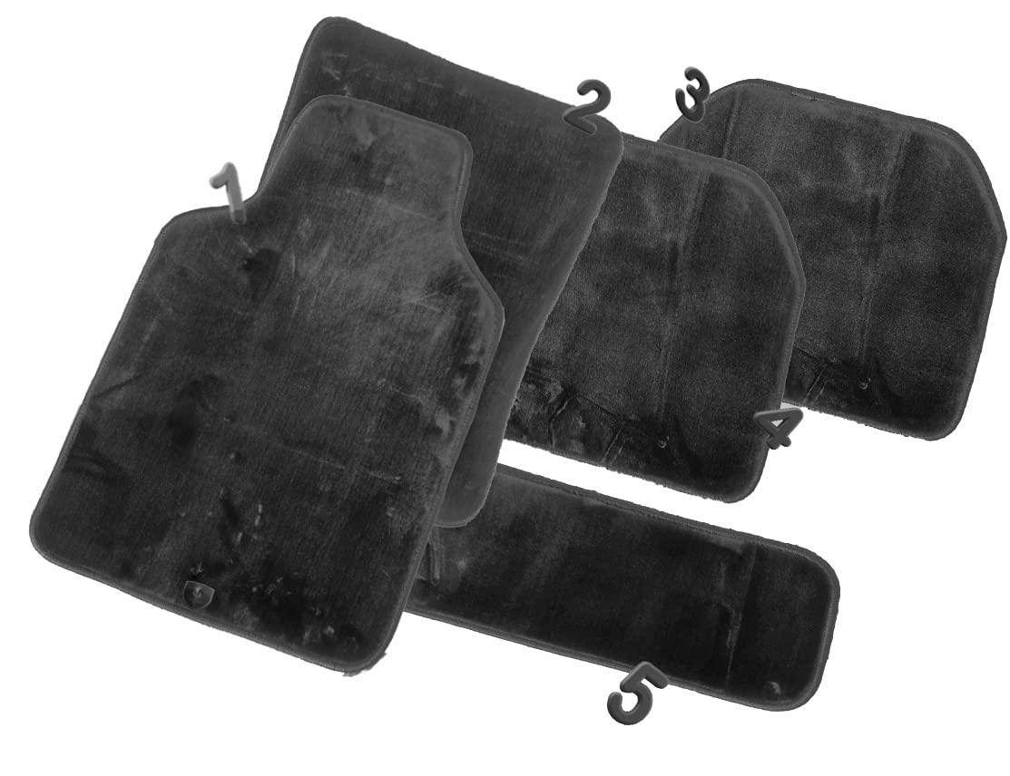 FLAK Tech Car Plush Floor Foot Mats, 5 Pieces Universal Fit