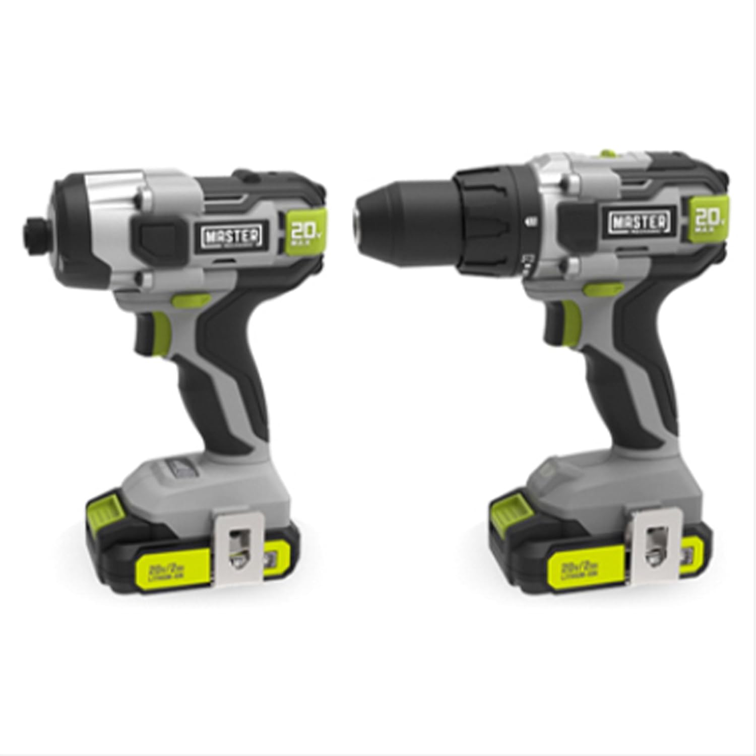 Master Mechanic 20V Compact 1/2 Inch Drill and Impact Driver 2 Tool Cordless Combo Kit with Batteries for Home Improvement Projects