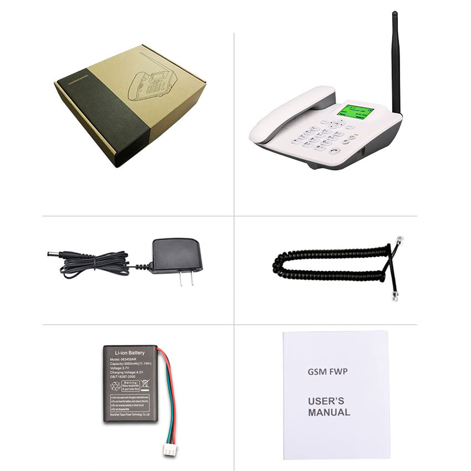 IBOWZ Telefon stacjonarny bezprzewodowy GSM telefon stacjonarny, bezprzewodowy telefon stacjonarny, telefon stacjonarny, funkcja radia, antena zewnętrzna, 7-stopniowa regulacja jasności, zielone
