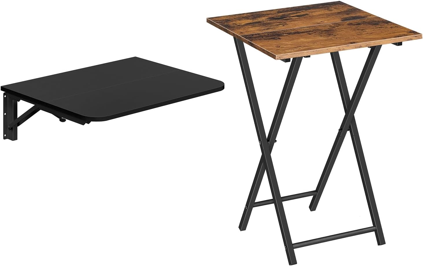 HOOBRO Folding TV Tray Table, Wall Mounted Floating Desk with Iron Bracket, Stable Snack Table for Small Space, Drop Leaf Sofa Side Table, BF27BZ01-BK054BZ01