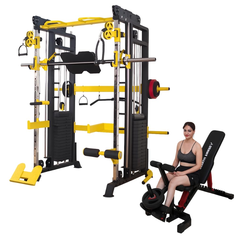 GAMMA FITNESS Home Gym Setup FTS- 101 Multi Gym Fuctional Trainer with Adjustable Leg Curl & Extension Bench MB-400-image-25