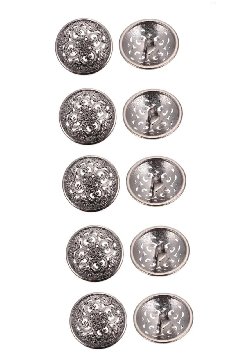 Botones de repuesto redondos de resina 10 Uds. Botón de abrigo de traje decoración Retro botones de Metal adorno dorado botón redondo botones de suéter conjunto de botones de Metal negro(Black,2.5X2.5