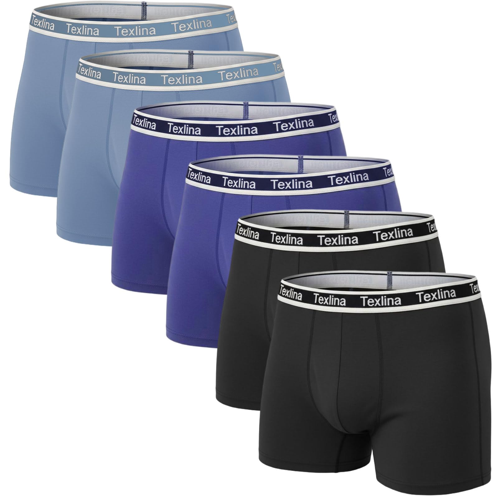 Mens Boxer Briefs 6-Pack Cotton Breathable Underwear No Ride-Up Assorted Colors