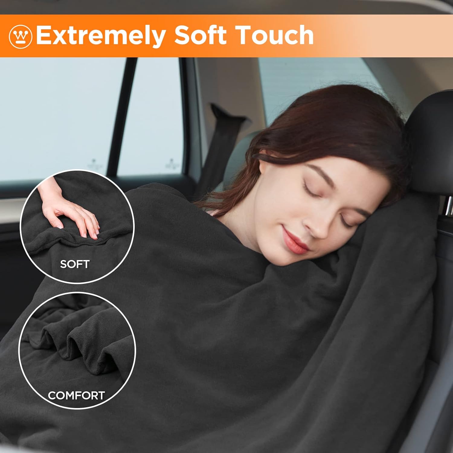 Westinghouse Heated Car Blanket, 12-Volt Electric Blanket for Car, Truck, SUV, RV, Portable Heated Throw for Camping, Charcoal, 59" x 43” - Image 3