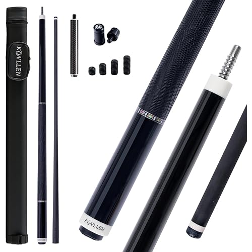 KONLLEN Carbon Fiber Pool Cue Stick with PRO Taper Shaft Super Low Deflection Billiard Pool Cue Ebony Hand-Made Inlay Billiard Pool Cue Sticks-Competition Level, Ultra-Smooth, Professional