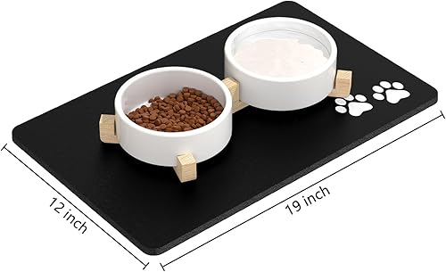 Miniatura 2 de Tapete de comida para perros, tapete de mármol de 12 x 19 pulgadas para alimentos y agua, tapete absorbente para perros y gatos, tapete para
