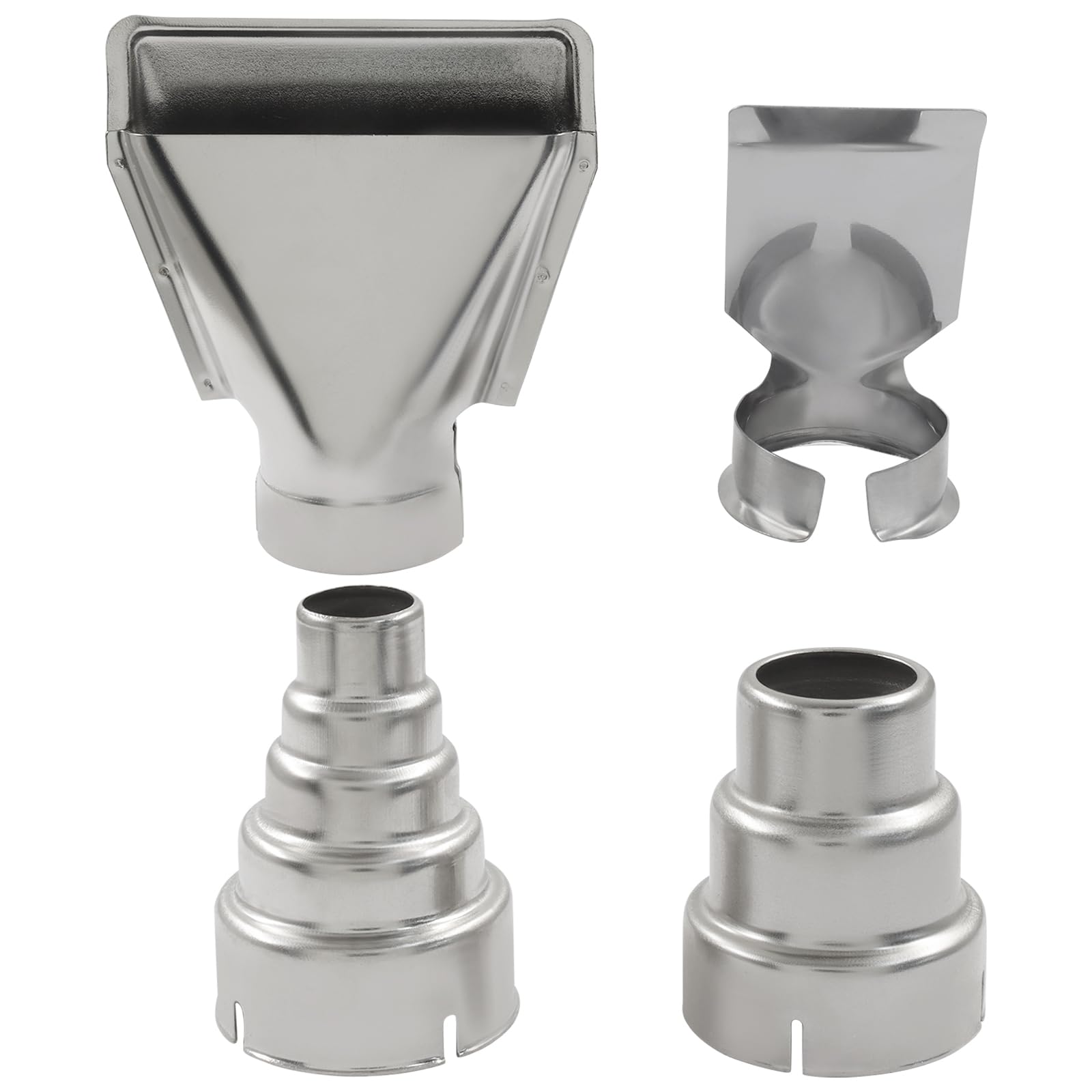 4PCS Heat Gun Nozzle Kit Hot Air Gun Attachments Stainless Steel Reflector Heat Resisting Nozzles Gun Accessory Replacement