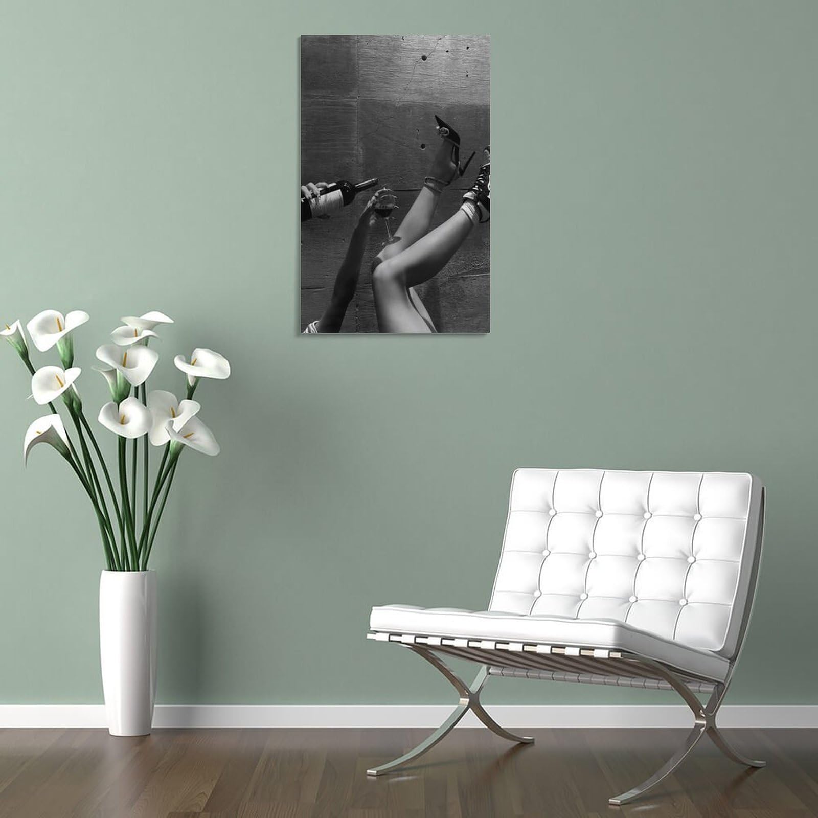 Poster Sur Toile "Femme Et Vin" - 40x60 Cm - Déco Chambre, Bureau - Impression Haute Qualité - Cadeau