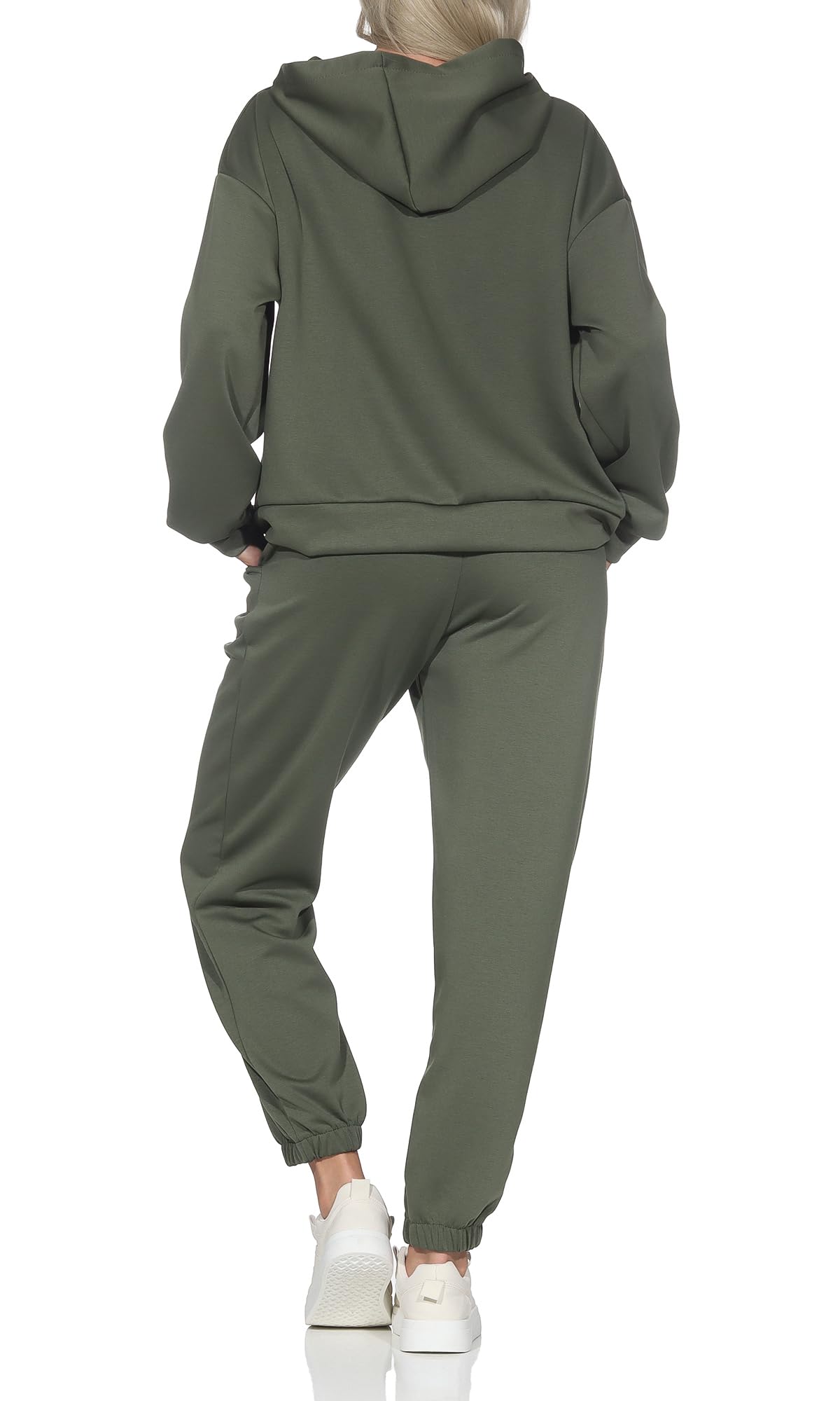 Damen Trainingsanzug 2 Teilig Set Hausanzug mit Kapuze & Reißverschluss – Sportlicher Jogginganzug Sweatjacke & Jogginghose Einheitsgröße (36-42) 618
