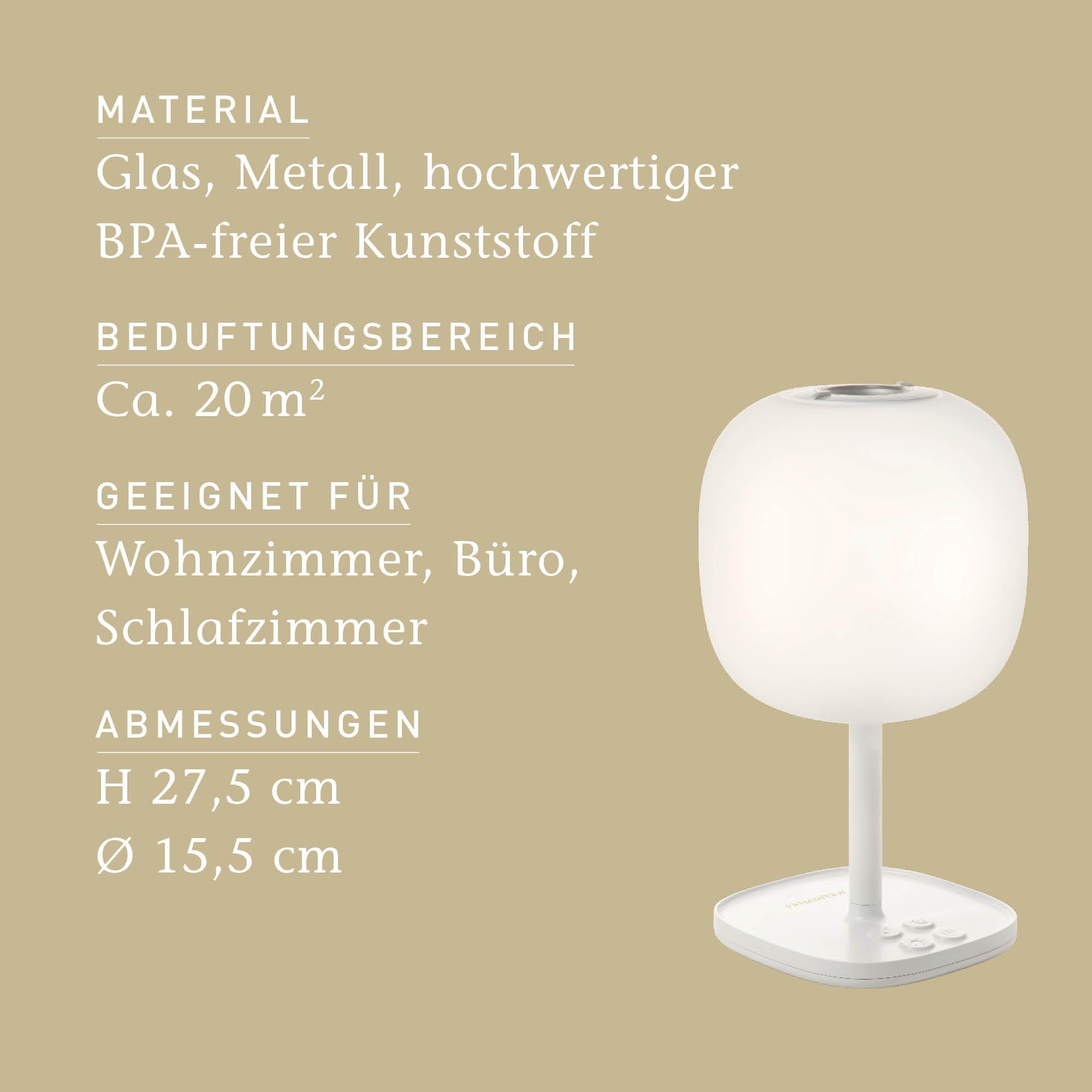 PRIMAVERA Aroma Leuchte Emotion – elektrische Duftlampe, Aromadiffuser, Raumduft – 6 Beleuchtungsfarben und warmweißes Licht – Aromatherapie