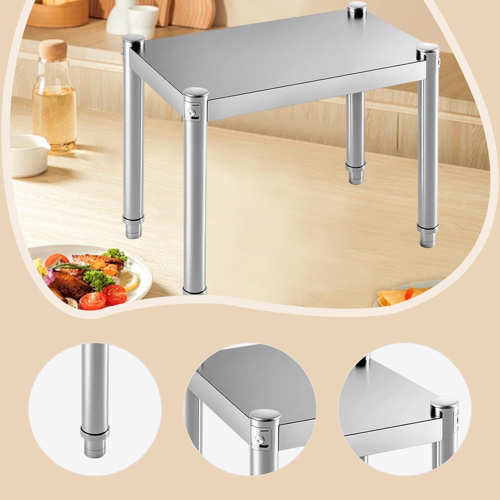 Estante para horno microondas, estante de almacenamiento de alimentos, de acero inoxidable, multiusos, organizador de mostrador para almacén y tienda (90 x 30 x 40 cm)
