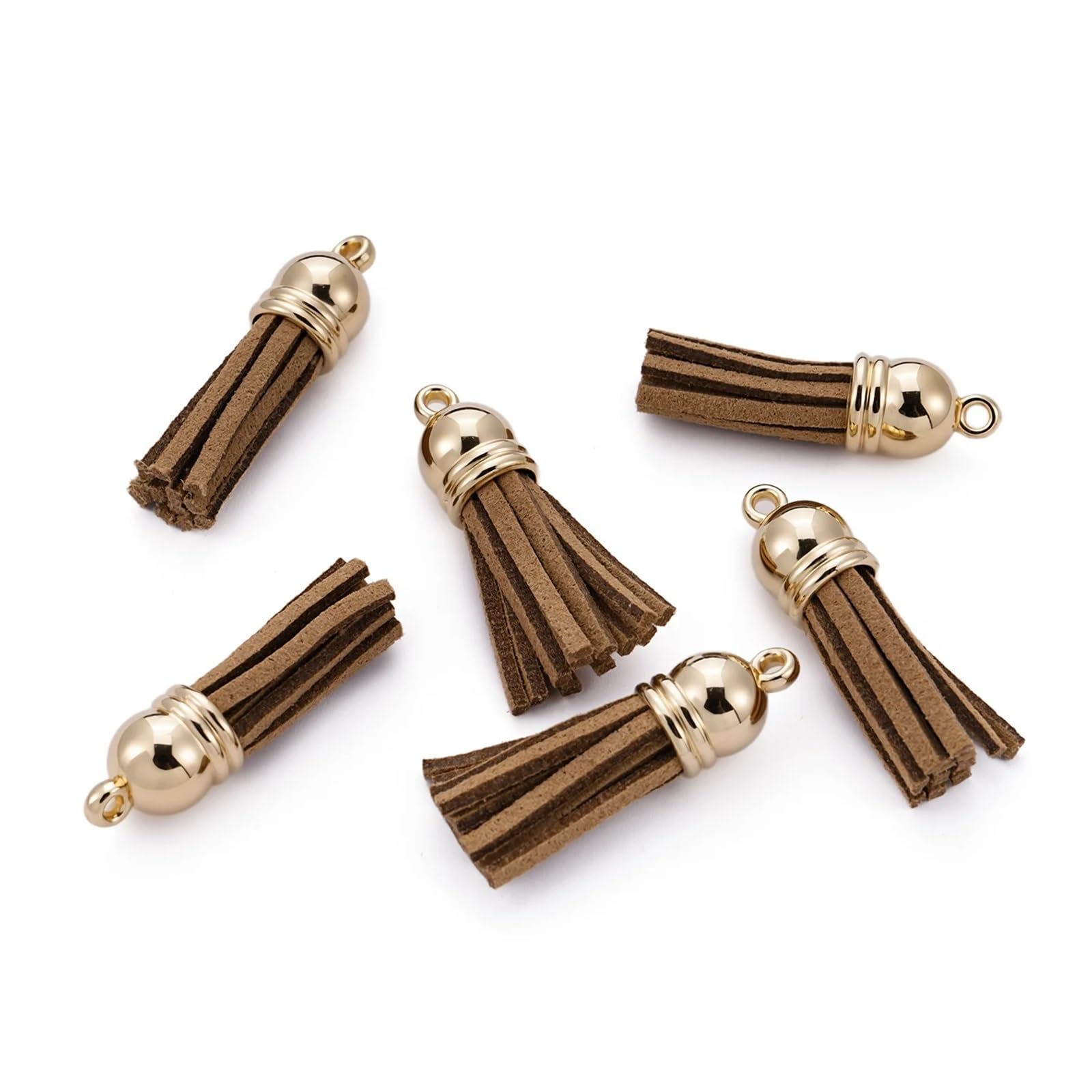Suede Faux Leather Tassels 200 pcs/Lots Tassel Synthetic Suede Faux Leather Charms For DIY Keychain Earrings Necklace Bracelet Jewelry Making Supplies(Khaki)