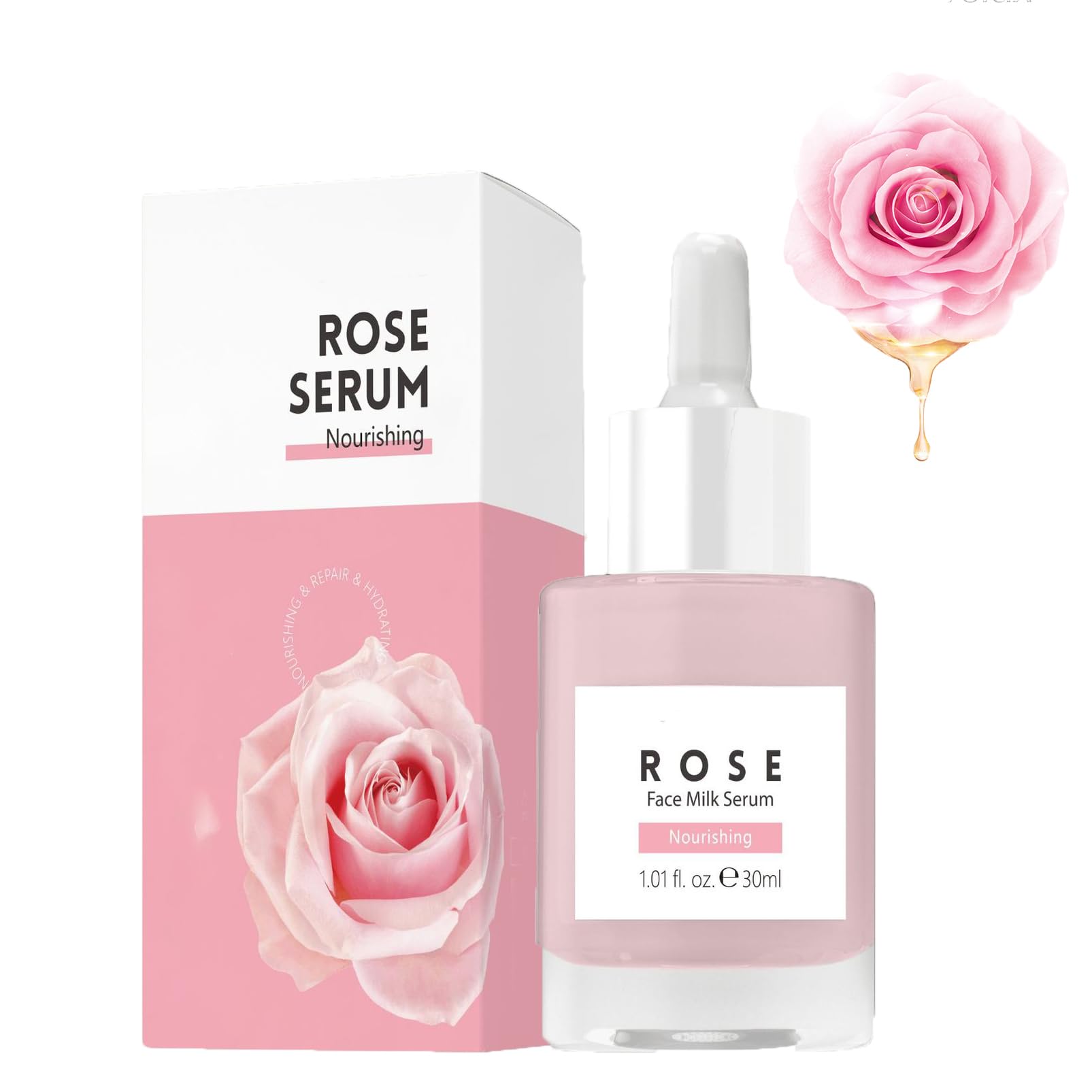 Rose Facial Oil,Instant Face Firming & Plumping,Rose Anti Aging Face Moisturizer,Hyaluronic Acid Serum Antioxidant Firming Night Serum for face,Improve Dull Skin & Soft Skin Tone-30ml