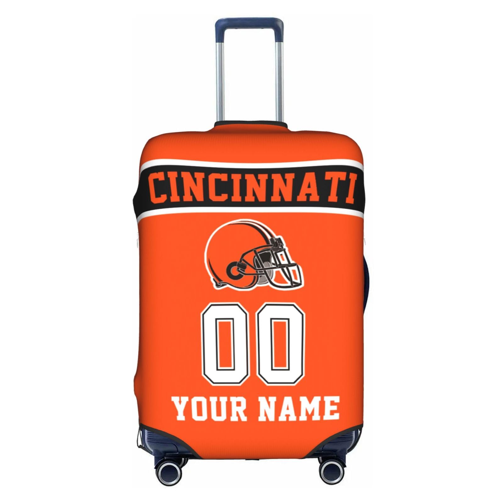 Custom Cincinnati Luggage Cover Personalized Football Style Suitcase Cover with Name Number Customized Washable Elastic Sports Travel Suitcase Protector for Business Vacation Gifts