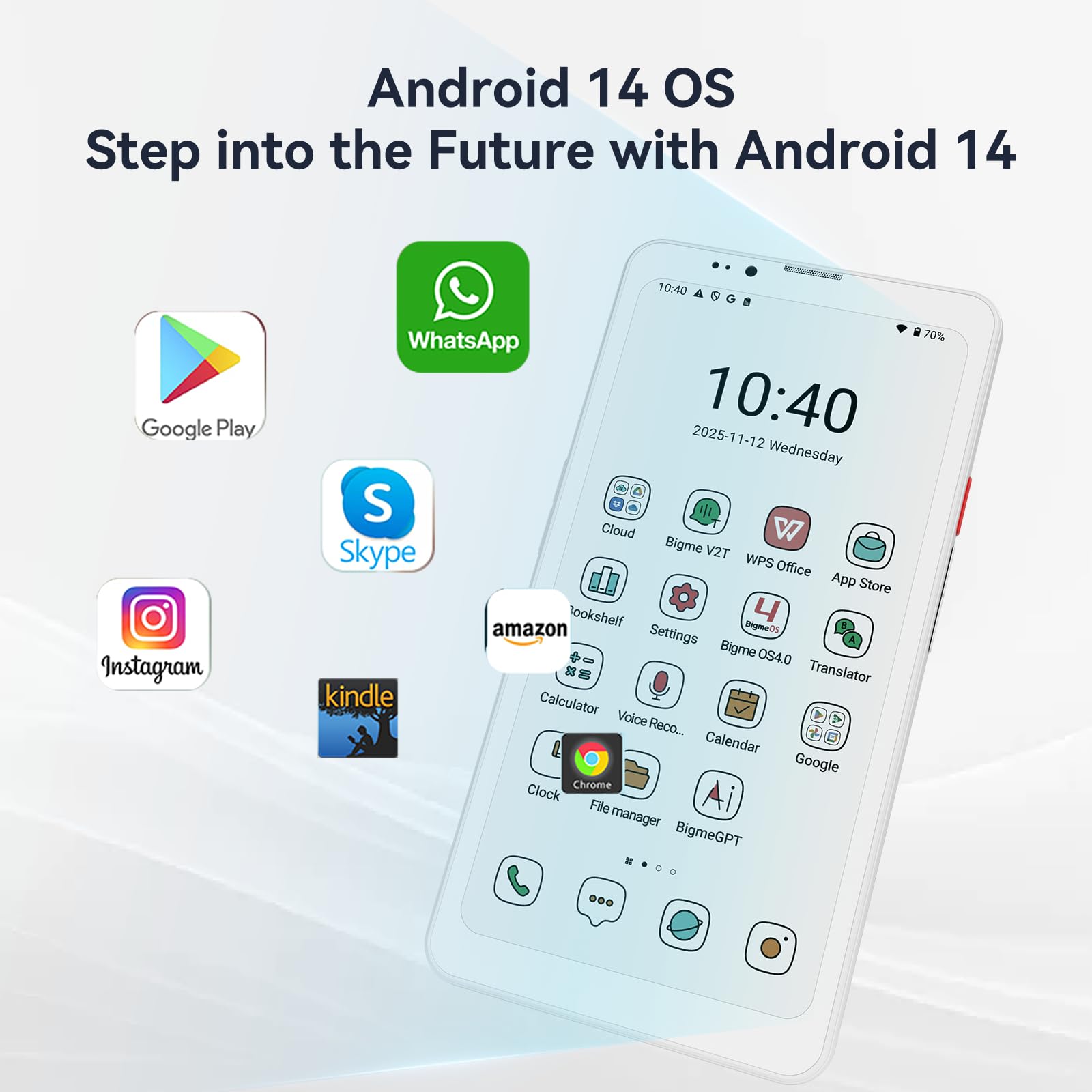 Bigme HiBreak Pro Color 15,6 cm (6,1 cala) telefon komórkowy epaper z systemem Android 14 OS – 8 GB RAM, 256 GB pamięci, 5G Dual-SIM, GPS i dwoma kamerami dla lepszej wydajności i łączności