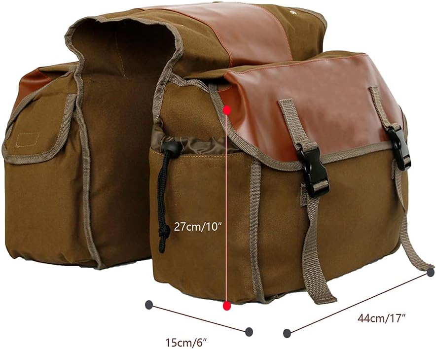 Bicycle Panniers Bag Portable Bike Saddle Bag Large Capacity Bicycle Rear Seat Bag Bike Cargo Bag Bike Rack Trunks Rear Seat Carrier Pack Storage Pouch (Brown)