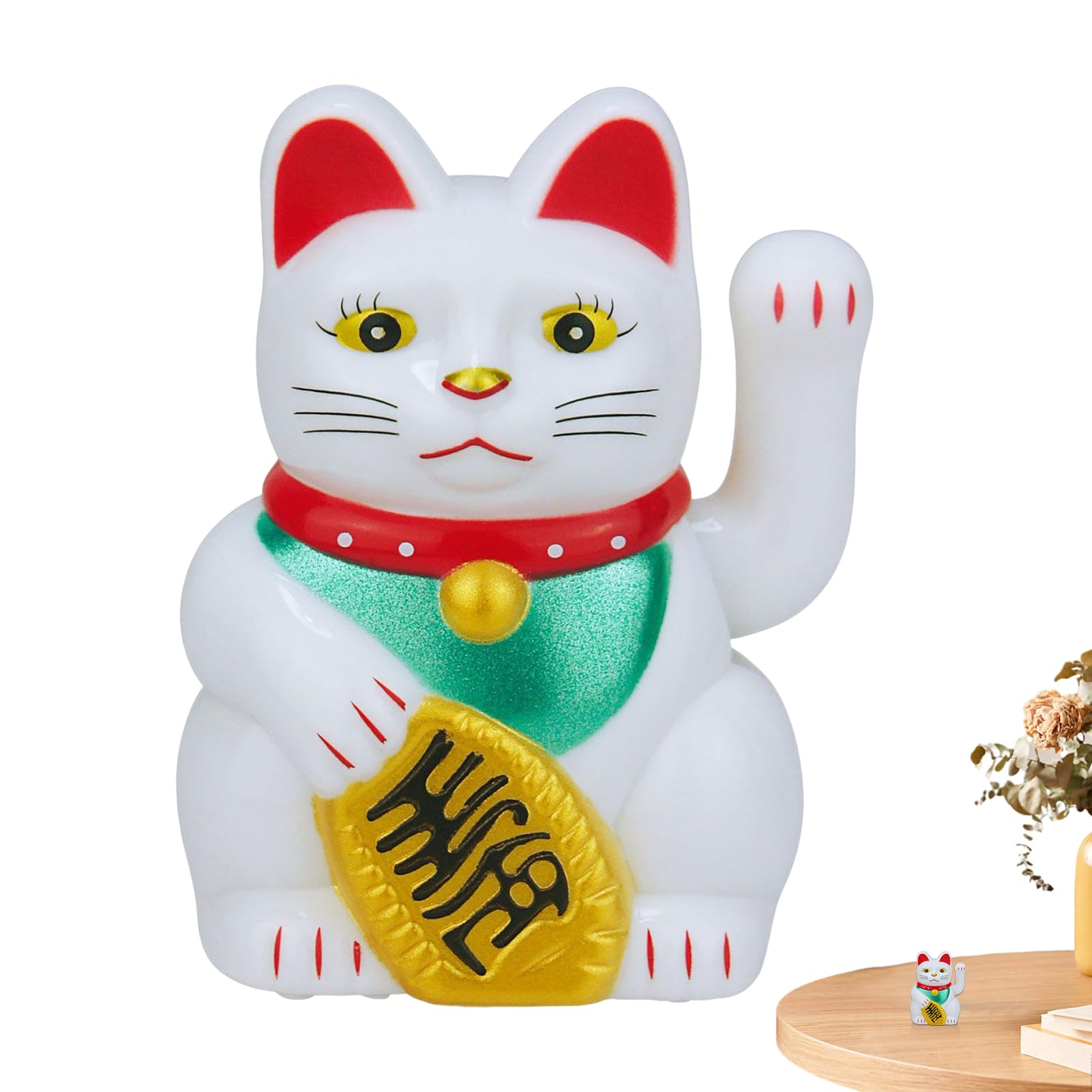 Aizuoni White Fortune Cat | Vivid Lucky Welcoming Cat Waving Arm | Lucky Cat, Lucky Money Cat, Cute Waving Cat, Fengshui Lucky Cat, Maneki Neko For Fortune Money And Good Luck