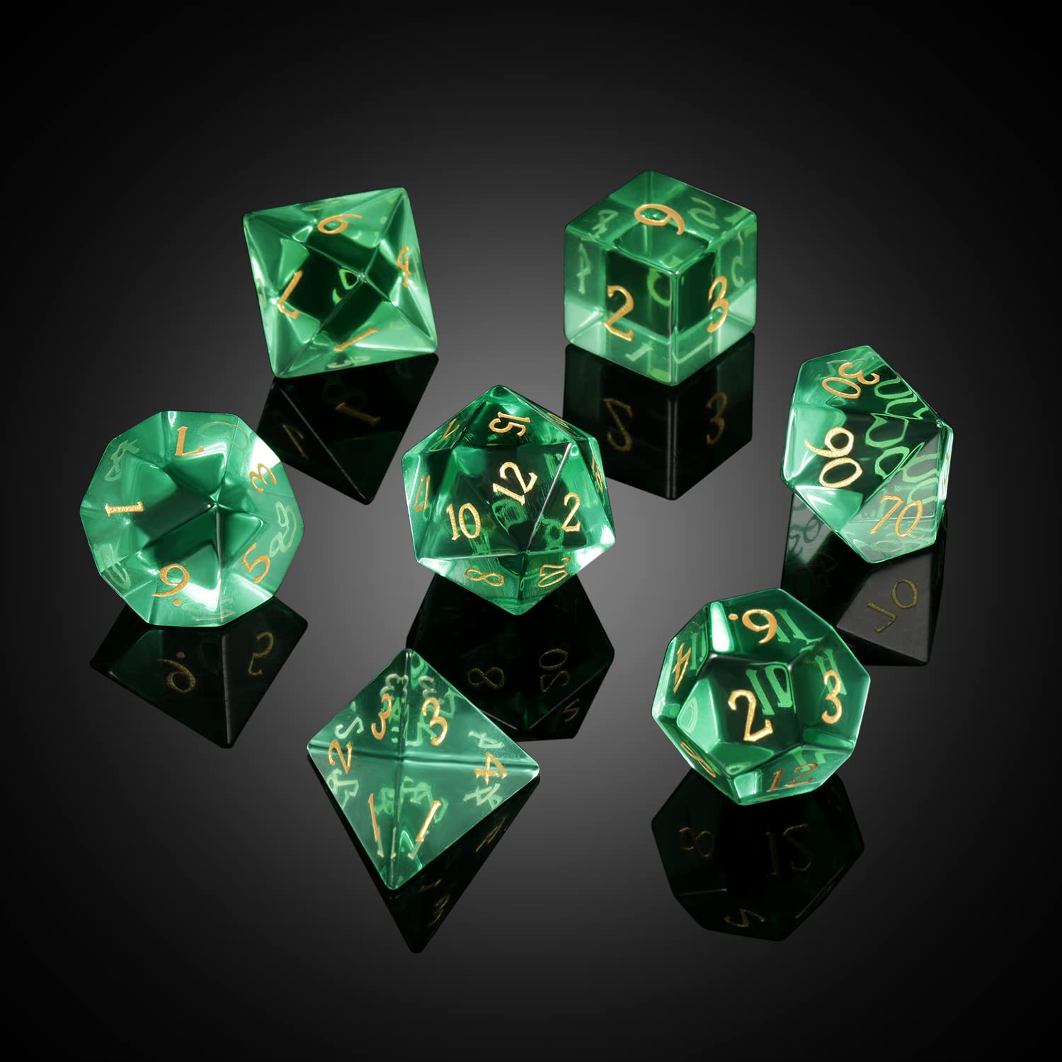 D&D Dice, DNDND 7 Piece Zircon Glass Dice Set with Great Gift Box