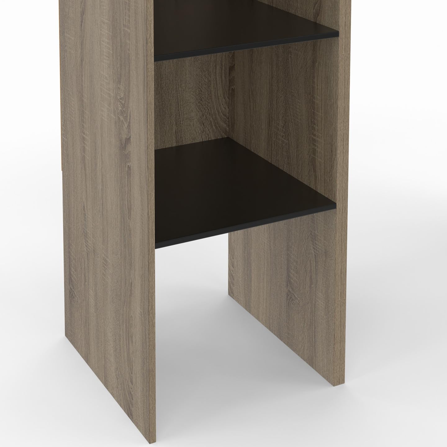 IDMarket - Dressing d'angle modulable L. 90/127 cm MELMAN double penderie + étagères bois et noir