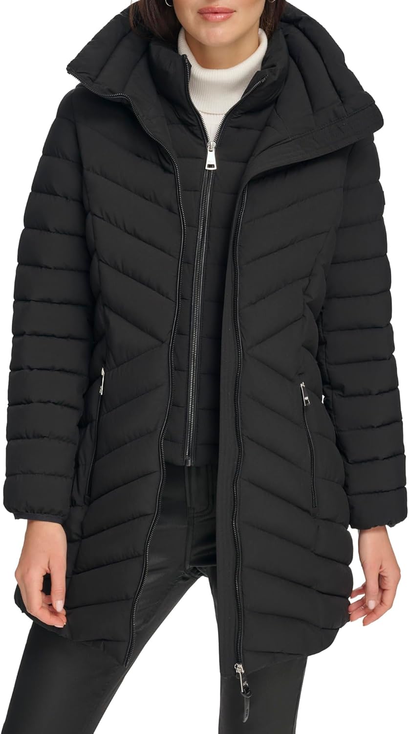 DKNY Womens Bib-front Light-weight Puffer - Image 2
